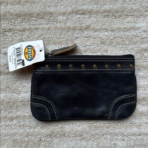 NWT Fossil Studded Leather Phoenix Zip Coin Card Case Relic Line "Riley" style.